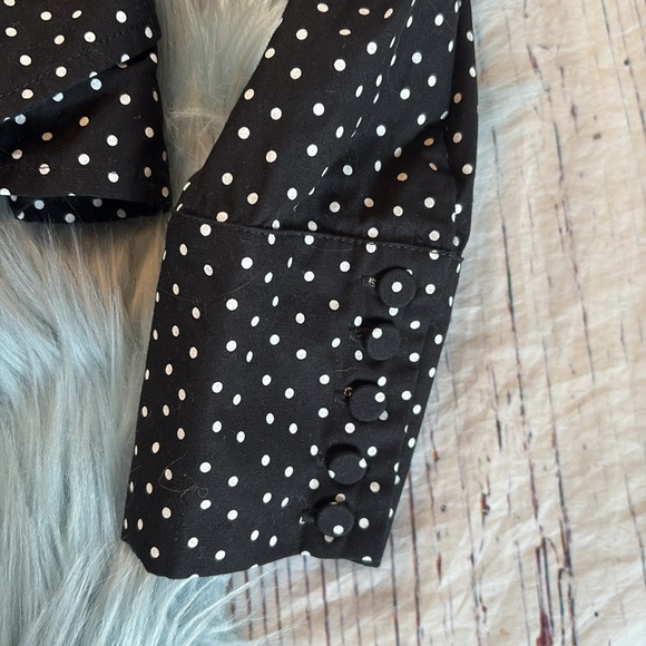 L’Academie The Elaine Black White Polka Dot Long Sleeve Wrap Top sz S - Picture 4 of 9